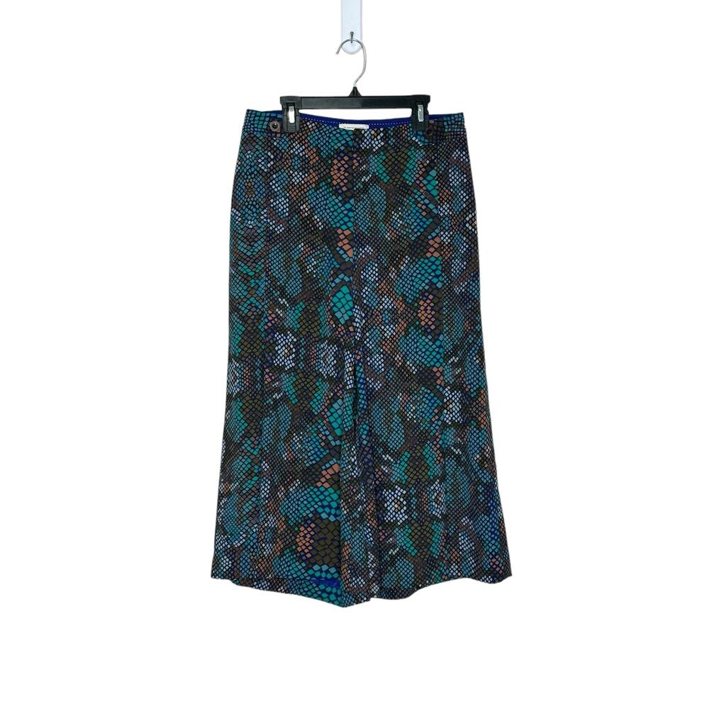 Anthropologie the essential blue green print culottes pants size 2 - Picture 7 of 9